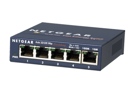 NETGEAR ProSAFE FS105 v3 5-Port 10/100 Fast Ethernet Switch — promotional product image, not the exact item