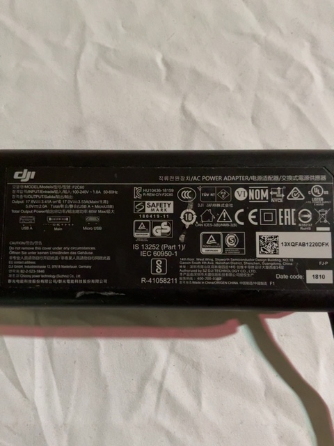 DJI 60W Battery Charger F2C60 for Mavic 2 Pro / Zoom — actual PRF item photo 1 of 1