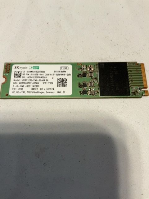 SK hynix BC511 512GB M.2 2280 NVMe SSD HFM512GDJTNI-82A0A — actual PRF item photo 1 of 1