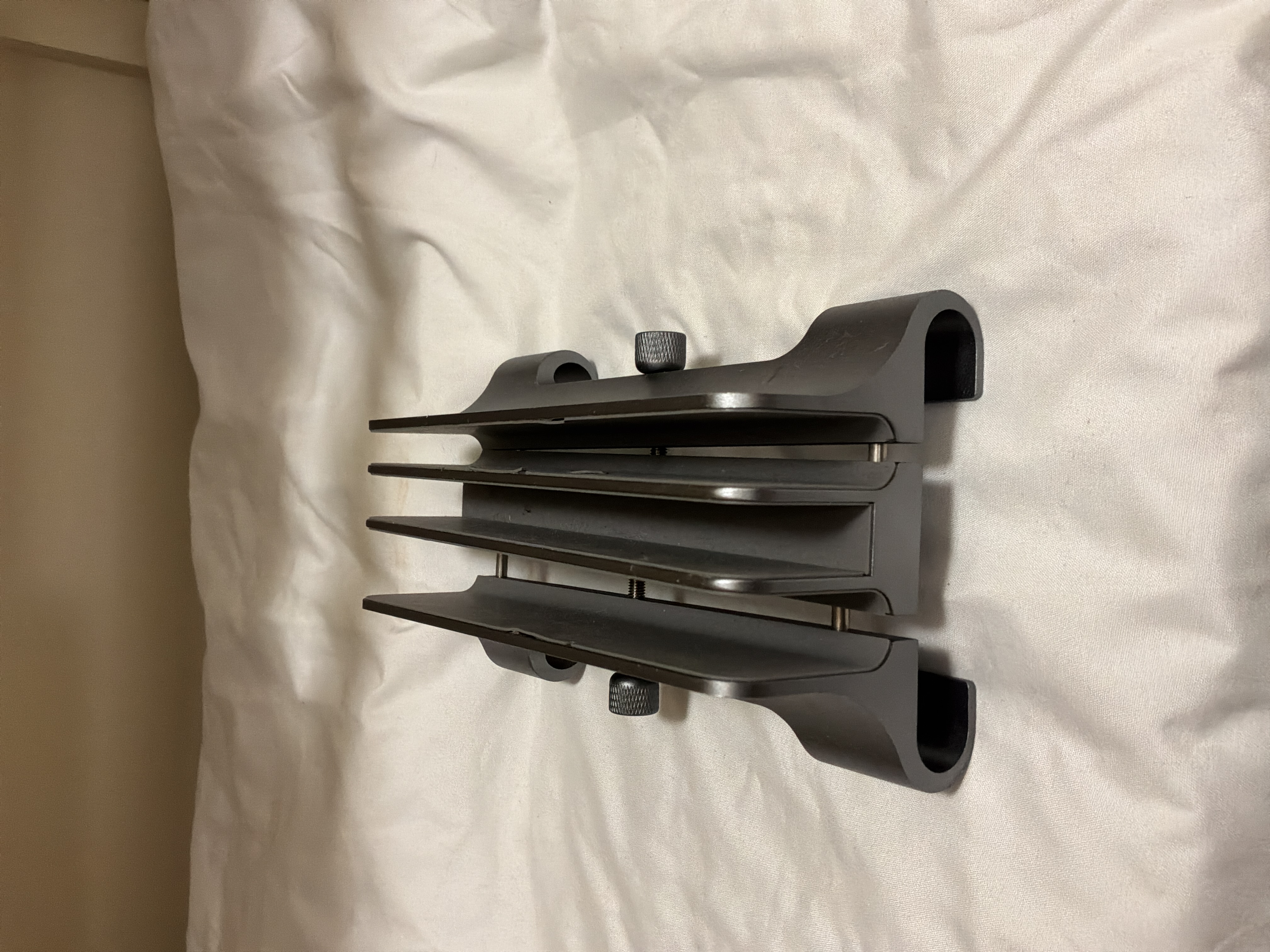 Adjustable 3-Slot Vertical Laptop Stand - Gray Aluminum