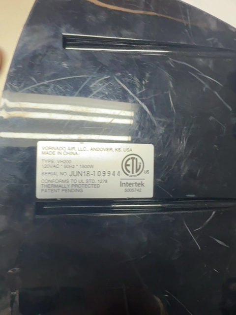 VORNADO AIR, LLC. VH200 — actual PRF item photo 3 of 3