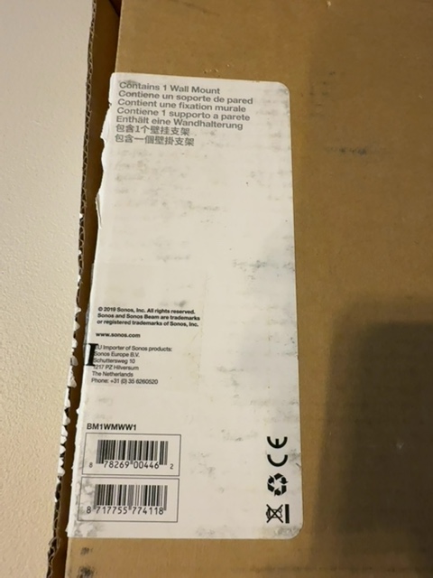 Sonos BM1WMWW1 Wall Mount Open Box — actual PRF item photo 3 of 3