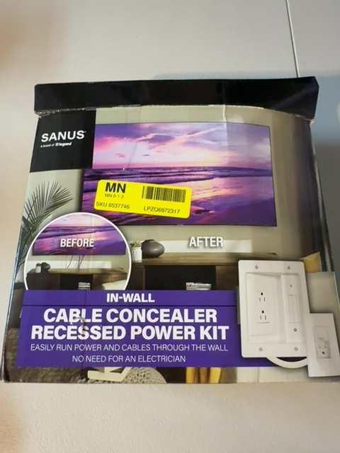 SANUS BSA-IWP1-W1 IN-WALL CABLE CONCEALER RECESSED POWER KIT White Open Box — actual PRF item photo 3 of 4