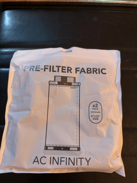 AC Infinity AC-PFC6 Pre-Filter Fabric 6x16 in Carbon Filter Sleeve - 1 Sleeve — actual PRF item photo 2 of 2