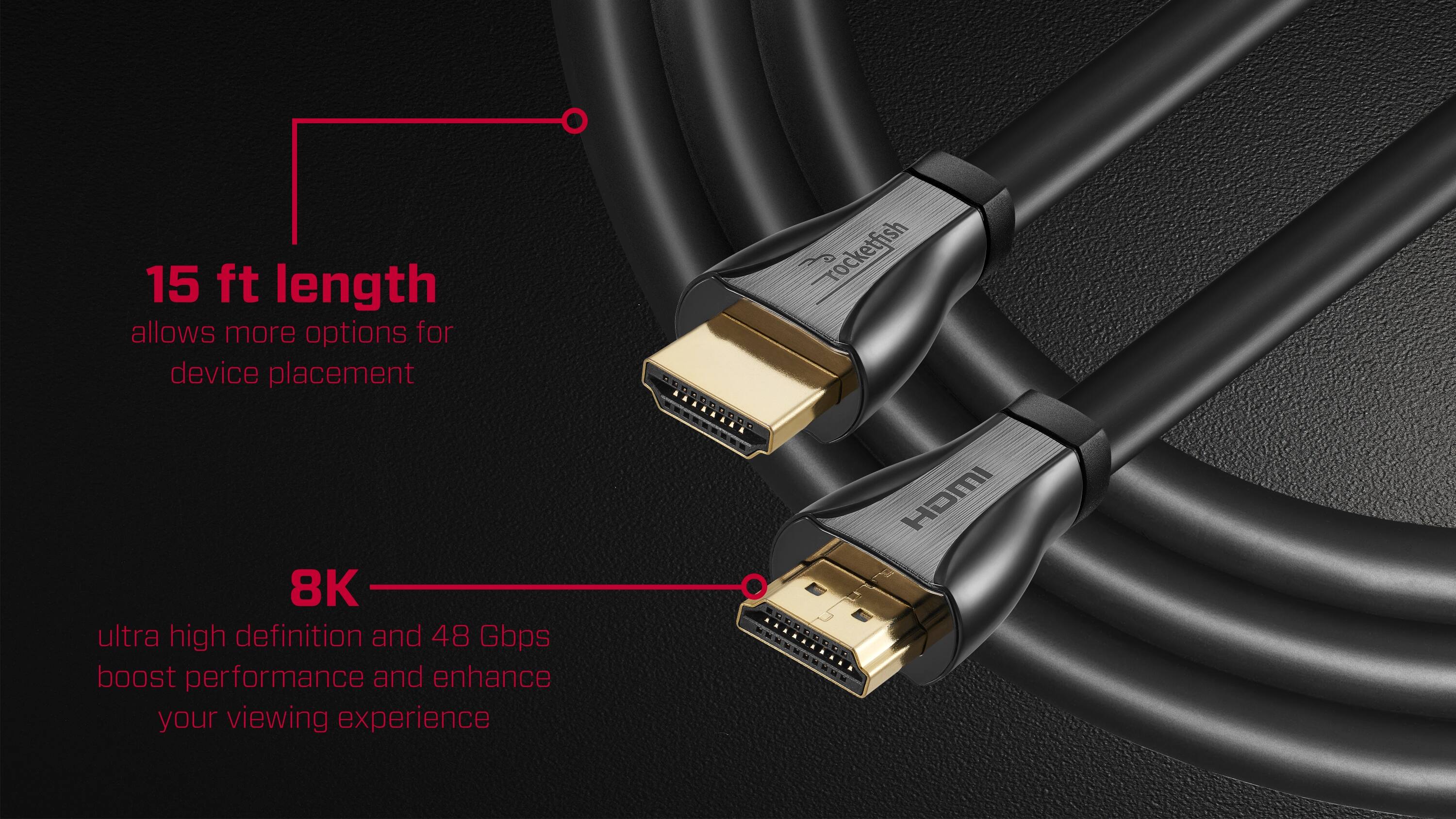 rocketfish RF-HG15N24 8K ULTRA HIGH SPEED HDMI CABLE 15FT IN-WALL RATED Open Box — promotional product image